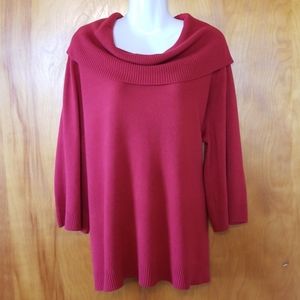 Red Cowl Neck Sweater,  3X